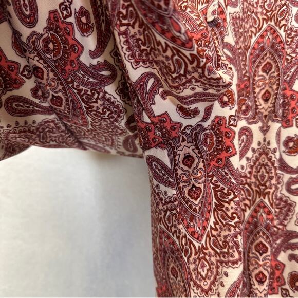 Maurices Pink Paisley Print Sleeveless Tie Waist Cropped Wide Leg Jumpsuit Sz XS - Picture 7 of 13